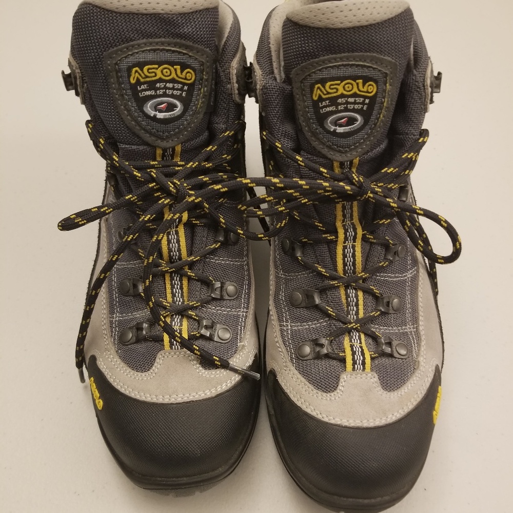 Asolo Gray and Black Lace Up Boots